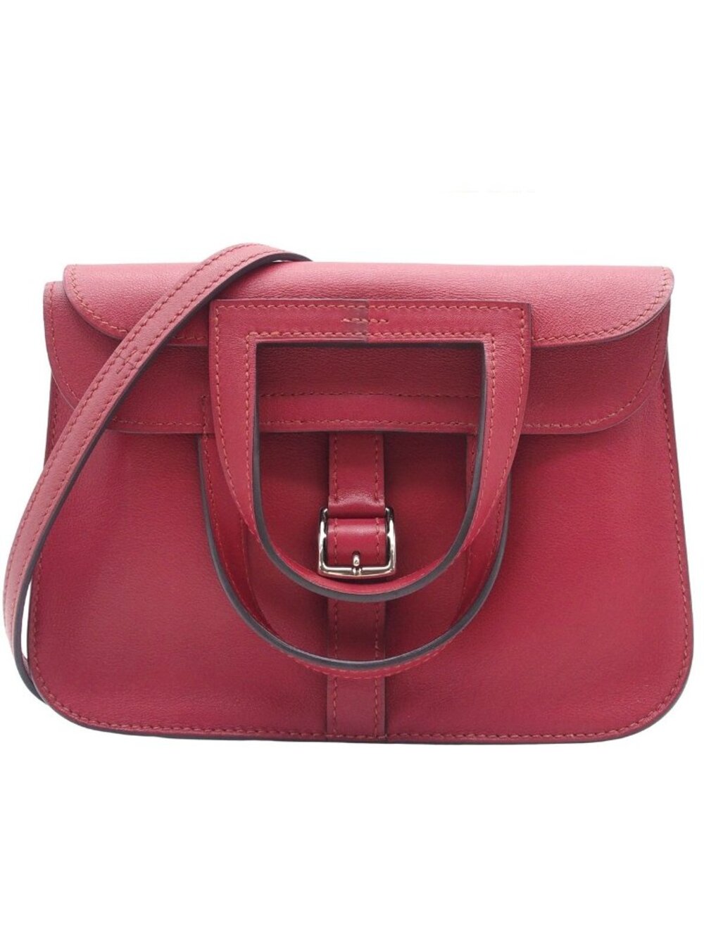 Hermes Halzan Mini Rouge Grenat Silver Swift 2-Way Shoulder Bag